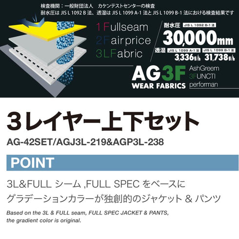 ASHGREEM (アッシュグリーム) 【予約商品】 25-26 スノーボードウェア 上下セット 3レイヤ フルシーム グラデーション ジャケット AG-42SET 耐水圧30000mm スノーウェア スノボウェア スキーウェア スノボーウェア 上下2点セット セットアップ パンツ メンズ レディース 新作